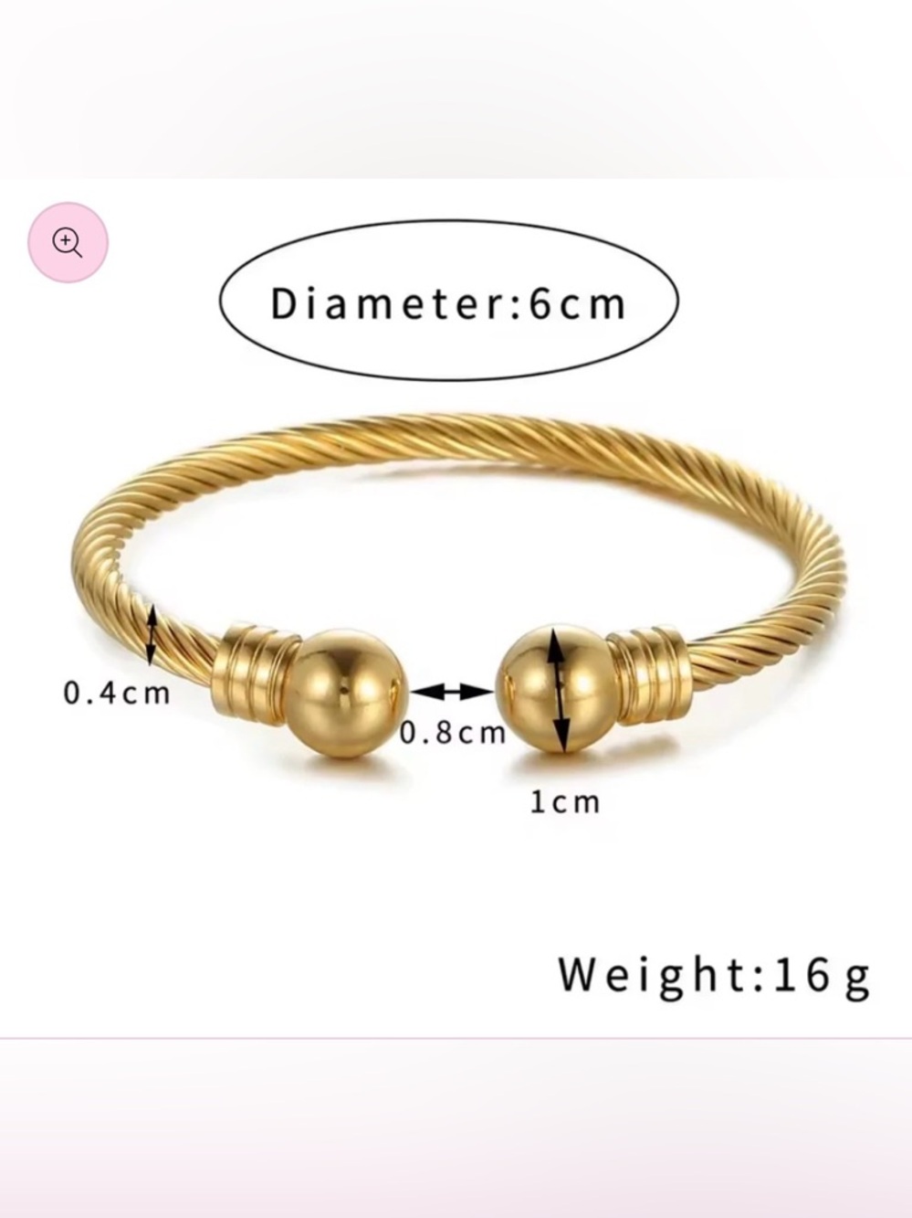 Gold Twisted Cable Cuff Bracelet - Picture 5 of 6